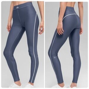 ALO Airlift High-Waist Suit Up Legging Bluestone/White Size L NWT
